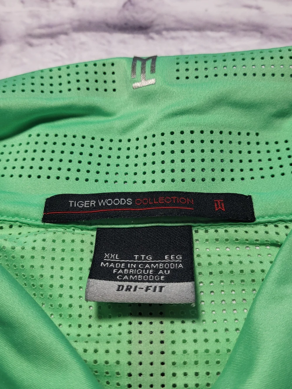 Nike Tiger Woods Golf Polo Shirt Dri-Fit Green XXL Vented Embroidered Stretchy